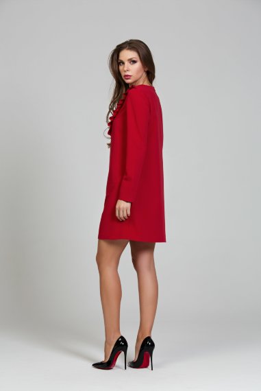 Романтичное красное платье полуприлегающего силуэта - DSP-306-56-3