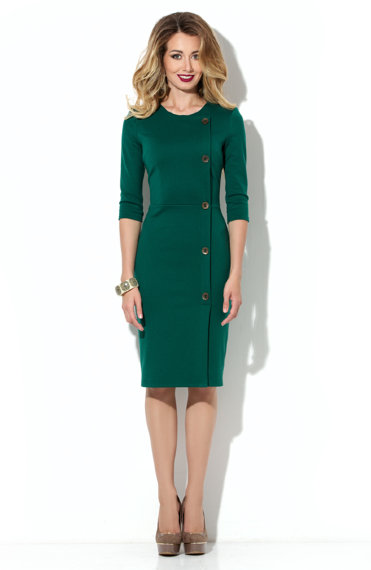 Платье Donna-Saggia - Купить зеленое платье футляр из плотного трикотажа «джерси» P-192-44tfx.jpg