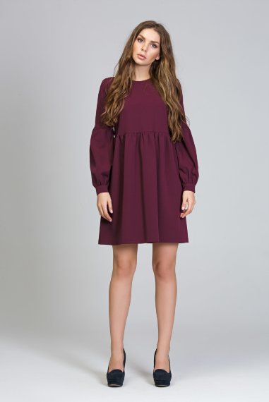 Коктейльное бордовое платье из плательной ткани гальяно - 2