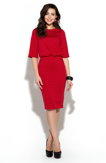Платье Donna-Saggia - Купить элегантное красное платье с объемным верхом P-01-29t