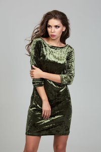 Оливковое коктейльное платье из великолепного бархата