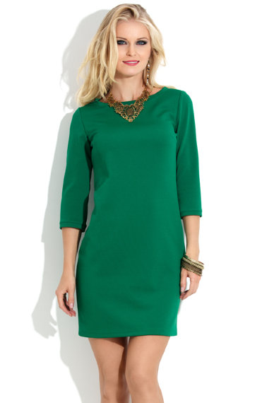 Платье Donna-Saggia - Купить прямое зеленое платье мини, недорого в интернет магазине Latrendo.ru.jpg