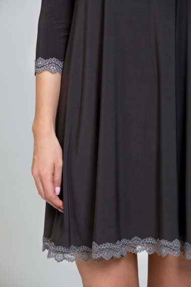 Серо-коричневое коктейльное платье с кружевом по низу - DSP-255-78t-4