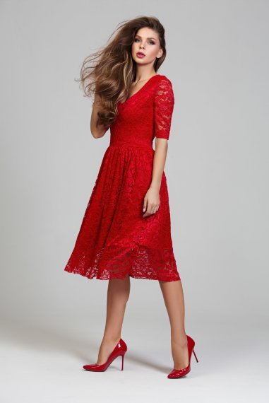 Нарядное кружевное платье красного цвета - DSP-251-29t-3