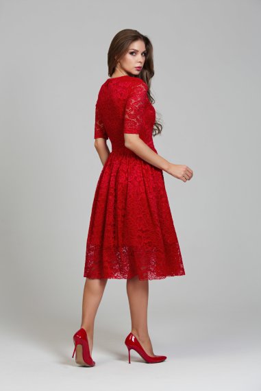 Нарядное кружевное платье красного цвета - DSP-251-29t-4
