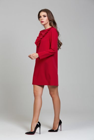 Романтичное красное платье полуприлегающего силуэта - DSP-306-56-2