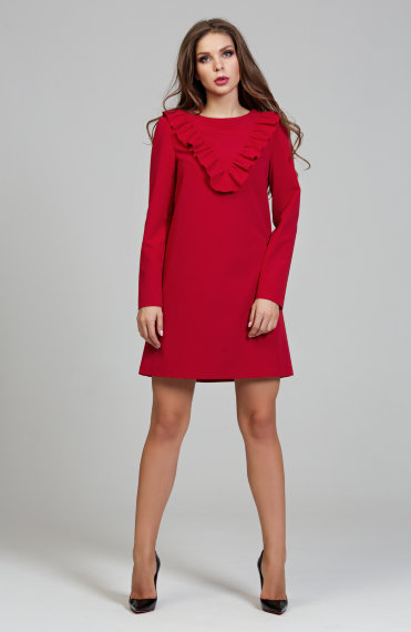 Романтичное красное платье полуприлегающего силуэта - Романтичное красное платье полуприлегающего силуэта