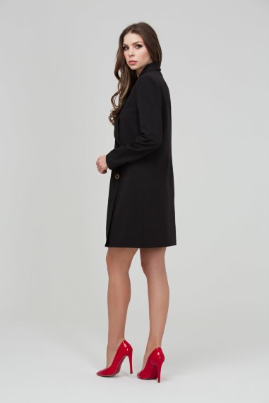 Элегантное черное двубортное платье мини - 3