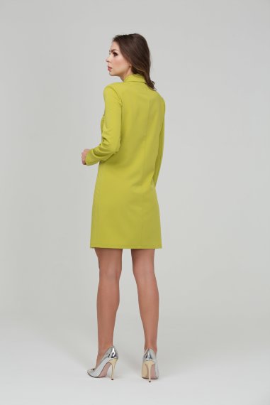 Элегантное желтое двубортное платье мини - 2
