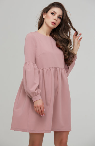 Коктейльное пепельно розовое платье из плательной ткани - Коктейльное пепельно розовое платье из плательной ткани