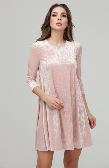 Коктейльное розовое платье из бархата - Коктейльное розовое платье из бархата
