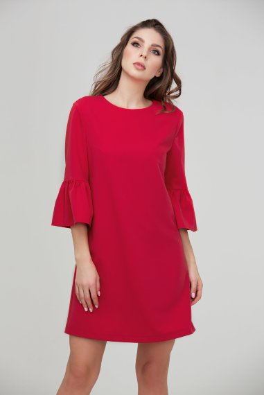 Красное коктейльное платье из ткани гальяно - 1