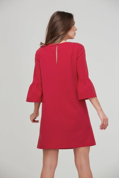 Красное коктейльное платье из ткани гальяно - 4