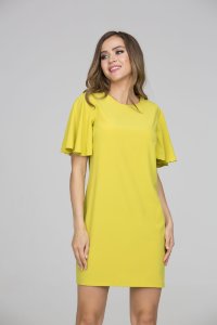 Желтое платье прямого силуэта из легкой ткани «ниагара»