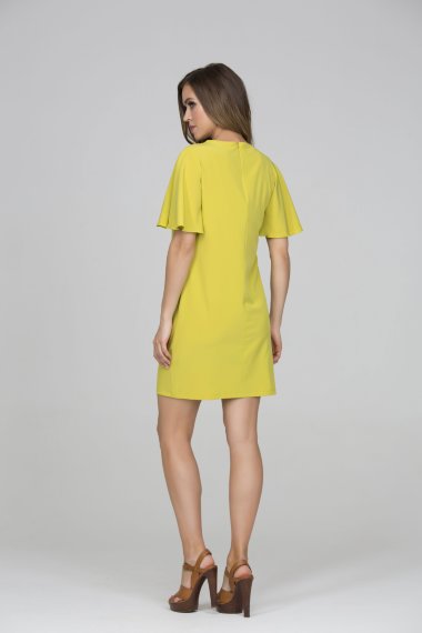 Желтое платье прямого силуэта из легкой ткани «ниагара» - Коктейльное желтое платье прямого силуэта 3