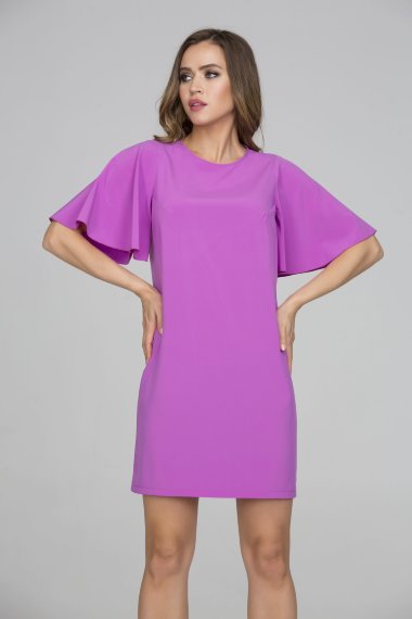 Пурпурное платье прямого силуэта из легкой ткани «ниагара» - Коктейльное пурпурное платье прямого силуэта 2