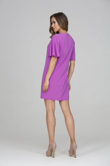 Пурпурное платье прямого силуэта из легкой ткани «ниагара» - Коктейльное пурпурное платье прямого силуэта 4