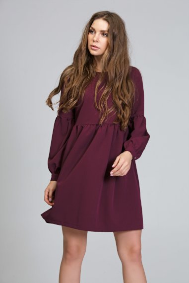 Коктейльное бордовое платье из плательной ткани гальяно - 1