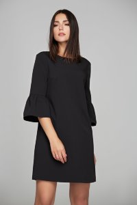Черное коктейльное платье из ткани гальяно