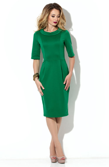 Платье Donna-Saggia - Купить сочно зеленое платье «тюльпан» из плотного трикотажа «джерси» P-197-73t.jpg