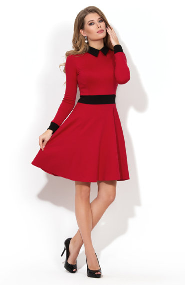 Платье Donna-Saggia - Купить красное коктейльное платье с воротничком P-219-29t.jpg