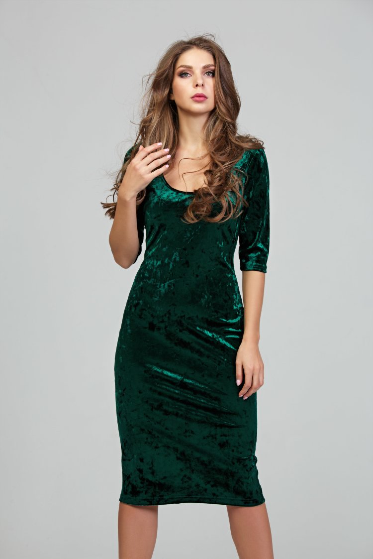 Платье зеленый бархат