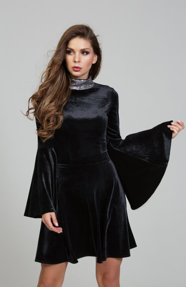 Нарядное черное платье из волшебного бархата - Нарядное черное платье из волшебного бархата