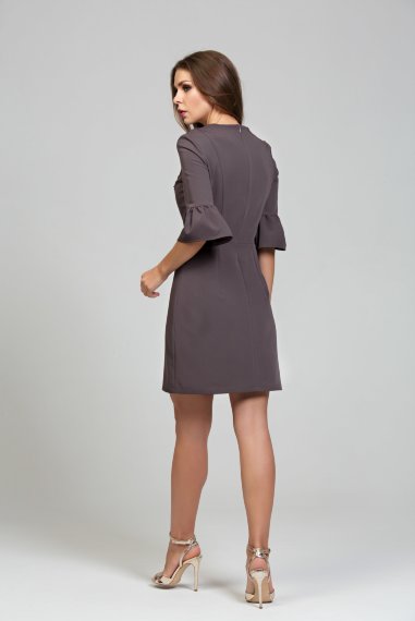Нарядное платье цвета темный мокко из ткани гальяно - 4